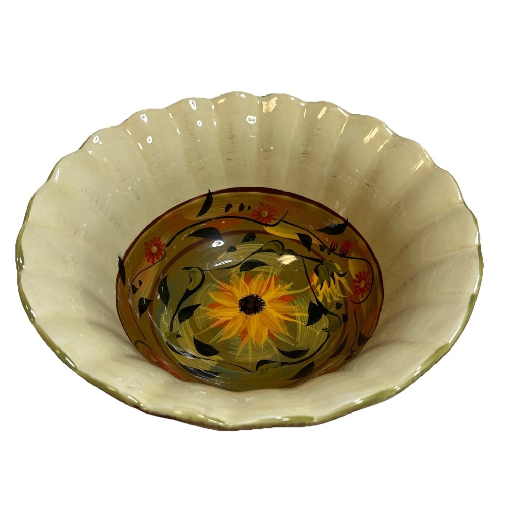 Certified International Sunflower 9" Mixing Bowl Margret Le Van Design Scalloped